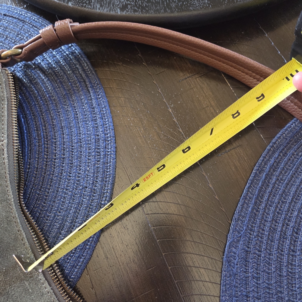 The Sak Olive Green Suede Shoulder Bag with Brown Leather Trim - Picture 14 of 16
